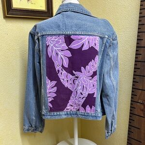 Women's Denim Jean Jacket with Purple Accents